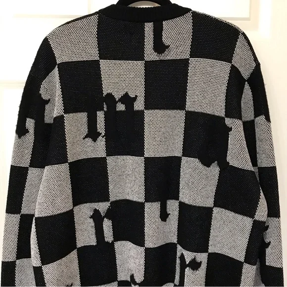 Amiri Logo Check Crew Mohair Cashmere Sweater Black White XXL Brand New With Tag - Picture 6 of 15